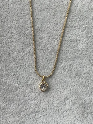 Christian Dior Herz Strass Halskette goldfarben 17,5 Zoll 