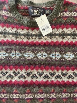 RRL Ralph Lauren Fair Isle Crewneck Sweater Men's XL Wool-Alpaca