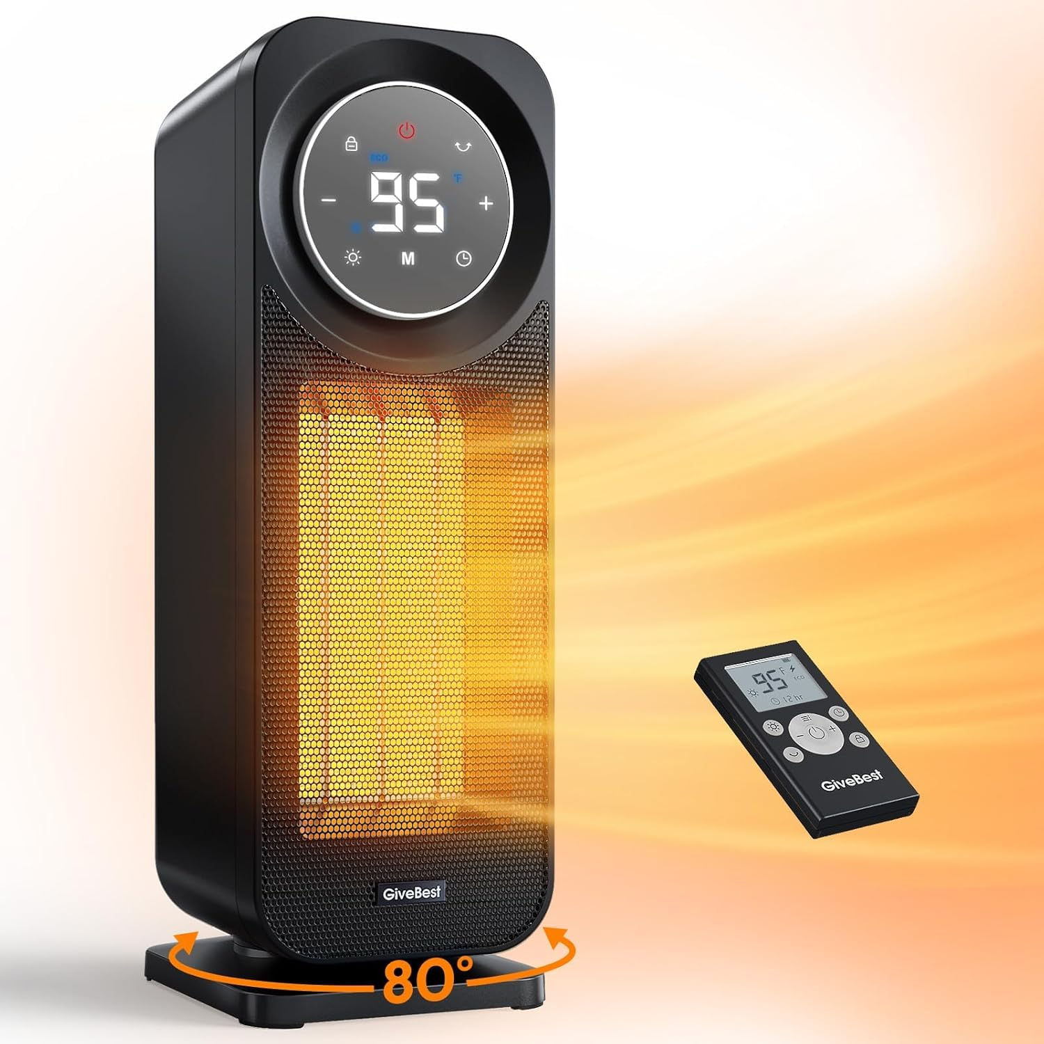 Touch Panel Space Heaters for Indoor Use, 1500W Fast Heating Electric Heater wit