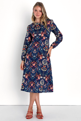knee length dresses for ladies Lulus Zealand Long Sleeve Mesh Midi Dress Black Floral main image 0