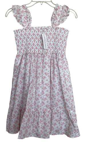 Janie And Jack Sun Dress Girls Size 12 Pink White Floral Smocked Lined - 第 1/7 張圖片