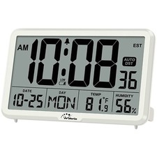 WallarGe Juego Automático Reloj de Pared Digital Funciona con Pilas, Relojes de Escritorio con Tempe...
