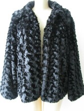 Mixit Black Faux Fur 3/4 Sleeve Curly Jacket Size Xl