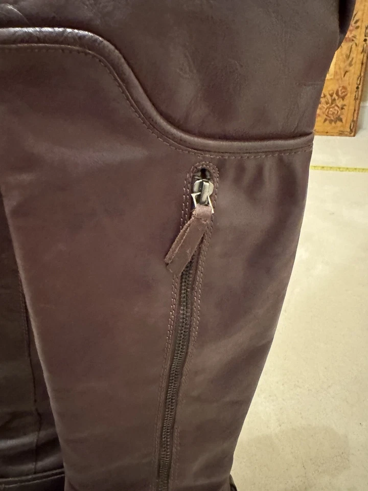 Botas “Lynn” altas de cuero marrón de lujo Rebel talla 38 UE 7,5 EE. UU. Foto 3 de 4