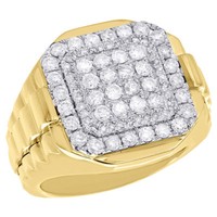 10K Gelbgold Diamant Rosa Ring Stufe Schaft Quadratisch Stufig Statement 1.68 Ct