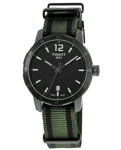 Buy New Tissot Quickster Black Dial Fabric Strap Men's Watch T095.410.37.057.00  Online in Indonesia. 353145364818