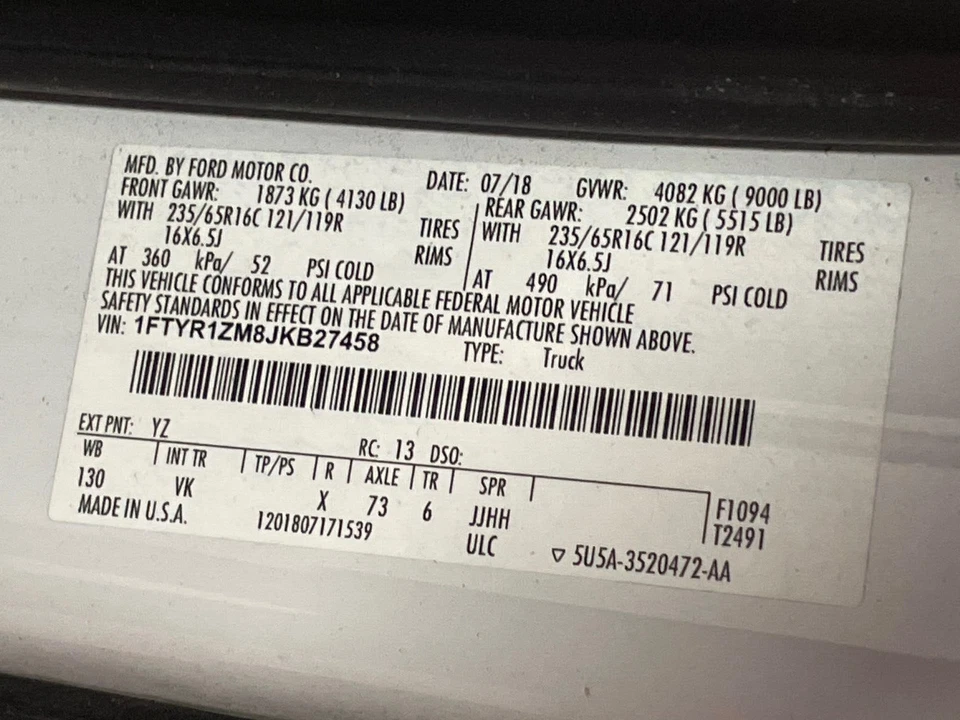Ford Transit 250 18 furgoneta de carga OEM lado derecho pasajero parasol gris 15-19 Foto 3 de 3