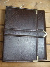 Brown Leather Book Cover Carrier With Gilt Corner Guards ❄❆Perfect Holiday Gift❅