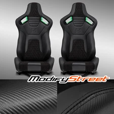 [Noen Racer Series]Reclinable Univeral PVC Racing Seats Pair Black