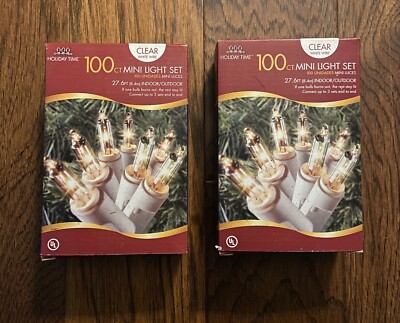 Holiday Time 100 Ct 27.6 Ft Mini Light Set Clear Bulb White Wire Indoor Outdoor