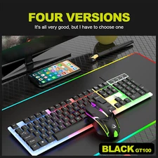 Wired Gaming Keyboard and Mouse Combo RGB Backlit Mechanical for Computer PC