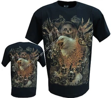 Skull Eagle Biker Native American Indian Motorbike Motorcycle T- Shirt M - XXL