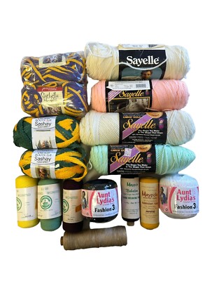 Mixed Vintage Yarn Lot Sayelle, Premier, Aunt Lydia s, Weaving Worsted, Maypole