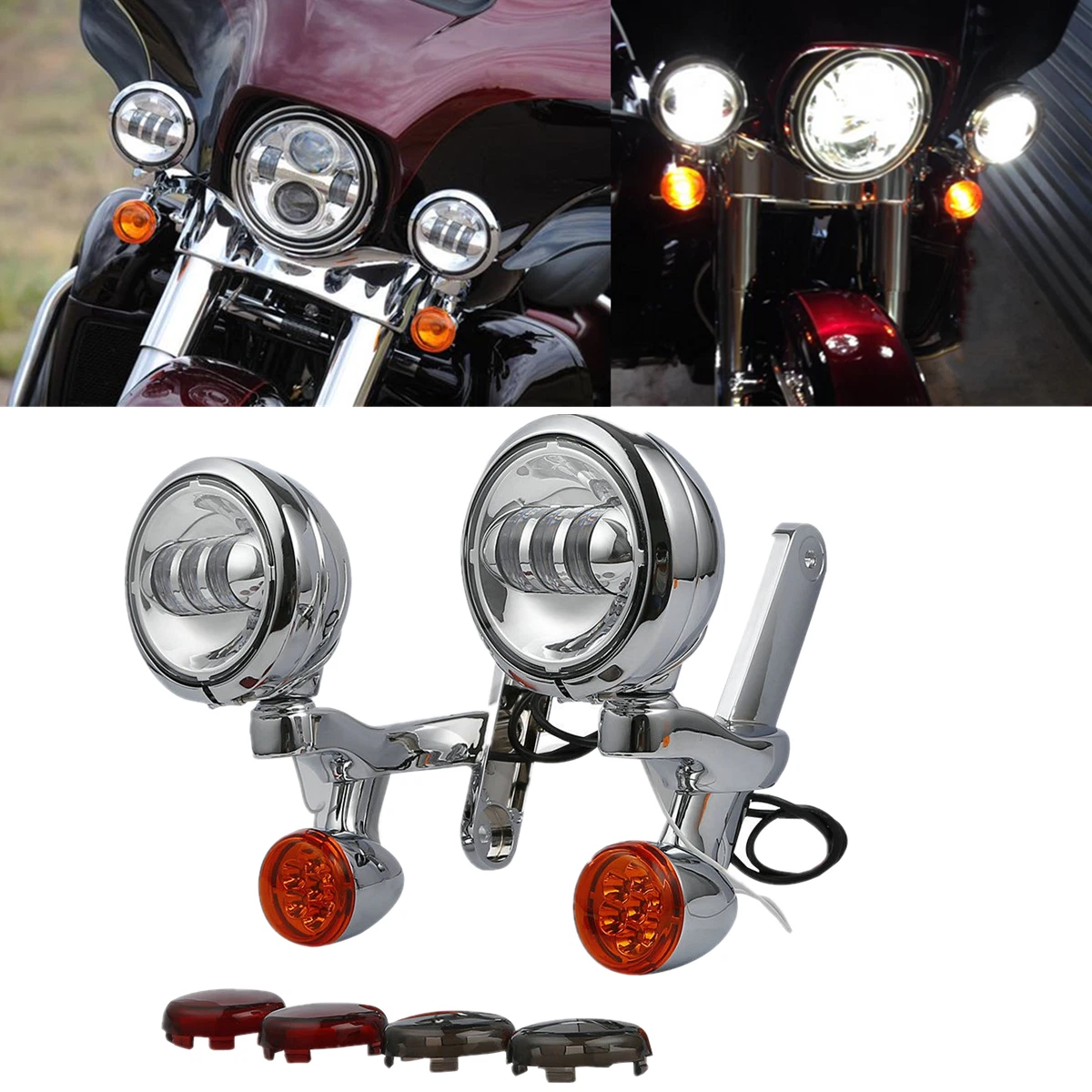 TCMT Auxiliary Light Bracket Spot Fog Light Turn Signal Fit For Harley