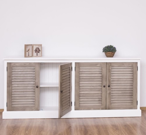 Kommode Schrank Sideboard Buffet Lamellentüren Landhaus - Bild 7 von 9