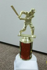 Cricket trophy, batter, about 7" tall, includes engraving, new, many colors