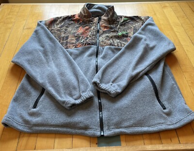 Trail Crest Highland Timber Camo Fleece Full-Zip Hunting Jacket Grey Mens  2XL