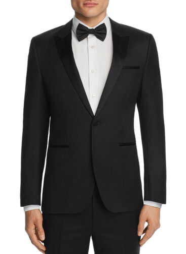 Hugo Boss Mens Astiane Slim Fit Wool Tuxedo Jacket 44 Regular Black - NWT $695