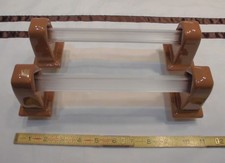2 pairs Medium Brown: Glossy Ceramic Towel Brackets-Post 24" poles "NOS"