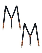 Buyless Fashion Leather End 2 Pack Suspender Men Adjustable Straps Y Metal Hook