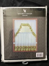 3 Piece Printed Kitchen Window Curtain Set Valance With 2 Panels 60"X36"