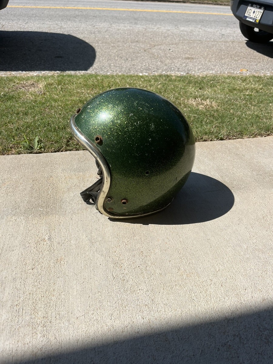 Vintage Arthur Fulmer Motorcycle Helmet AF40 Green Metal Vintage Arthur Fulmer Motorcycle Helmet AF40 Green Metal
