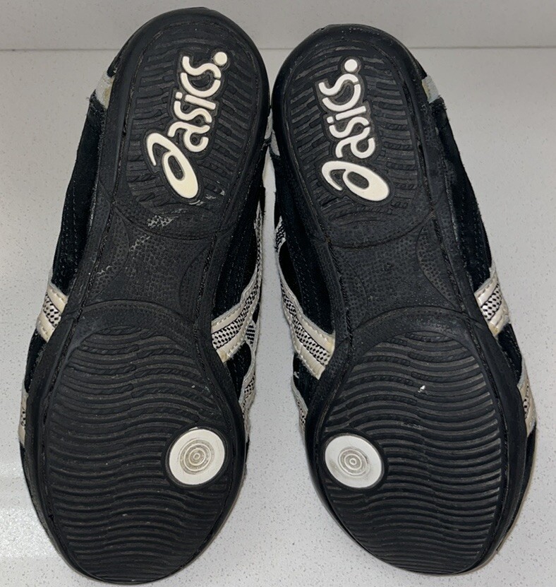 ASICS Mosh Youth Wrestling Shoes Black White Nylon/Suede Model CL010