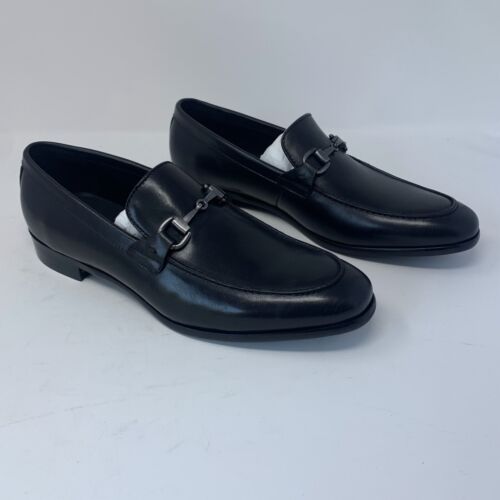 The Men's Store at Bloomingdale's Bit Loafers Mens 9 Black Leather Slip-on S0699