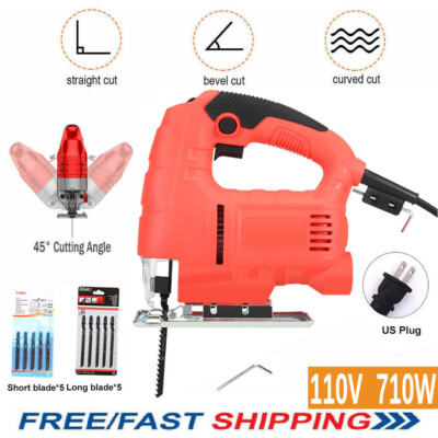 710W Jig Saw 3000RPM Corded Electric Jigsaw 6 Variable Speeds Jigsaw Tool Kit US