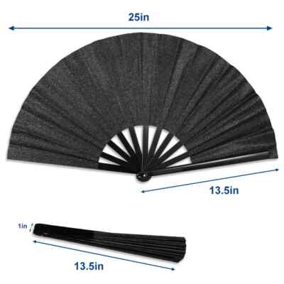 Black Glitter Large Folding Fan Rave Boots on Ground Line Dance