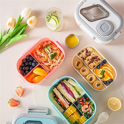 Large Capacity Double-layer Lunch Box Microwavable Bento Box With Tableware _r1