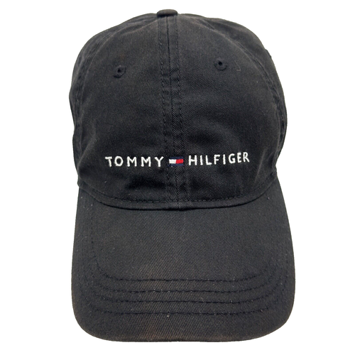 Tommy Hilfiger Sombrero Gorra Correa Trasera Negro Blanco Deletrear Bandera Logo Ajustable Hombres - Imagen 2 de 10