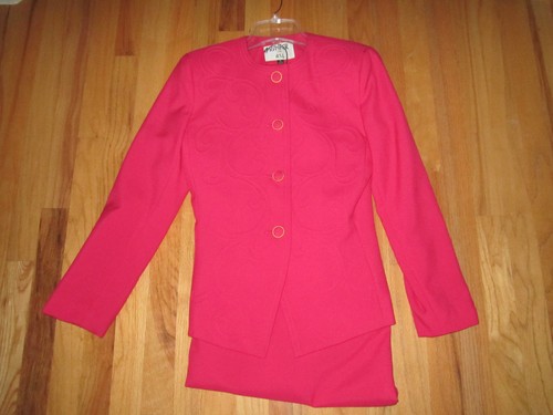 KASPER FOR A.S.L. RED SUIT WITH SKIRT - SIZE 4 - NICE FRONT DESIGN - - Picture 2 of 4