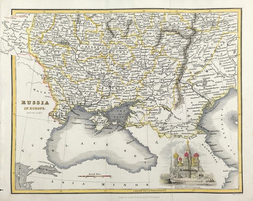 Mapa de Rusia 1835 en Europa por Fullarton Original grabado con color - Imagen 2 de 3