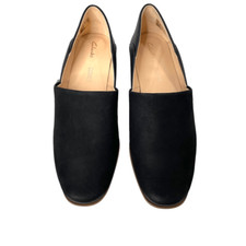 NEW Clarks leather black flats loafers Sz 8 comfort shoes