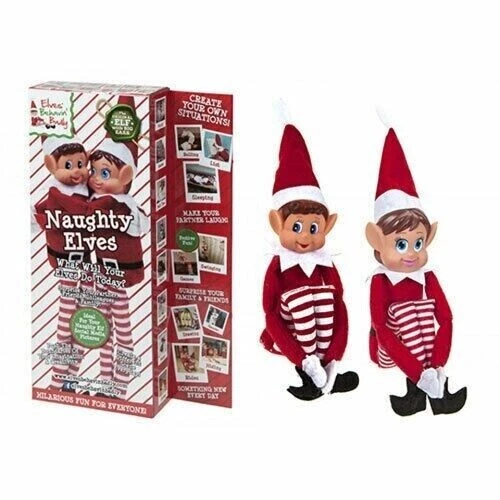 Naughty Christmas Elves Behavin Badly Twin Pack xmas decoration