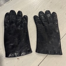 Vintage Women's Winter Fur Lined Gloves Genuine Leather Black