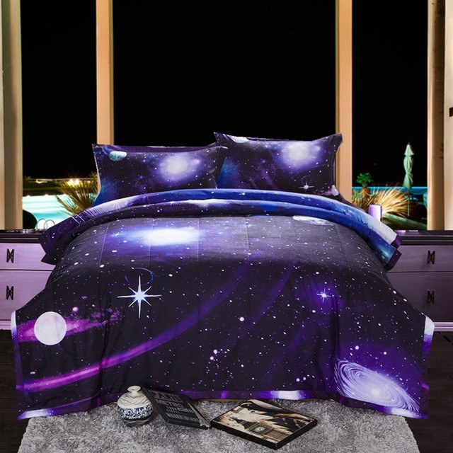 Galaxy 3d Printing Never Fade Quilt Outer Space Comforter Sets