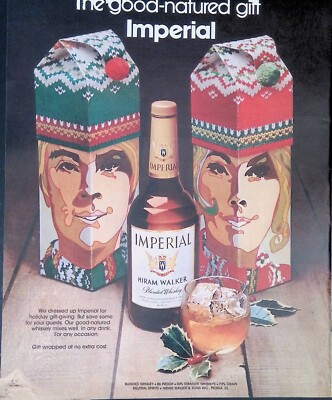 Vintage Print Ad 1971 Hiram Walker Imperial Whiskey Christmas Gifts Wrapped