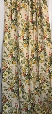 Vintage 60s Gabrielle Cieu Floral Curtains 26'' × 102'' Pair-cottage Core/ Grandma