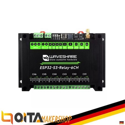 WaveShare Industrial 6CH ESP32-S3 WLAN-Relaismodul, WiFi/Bluetooth/RS485, 26756