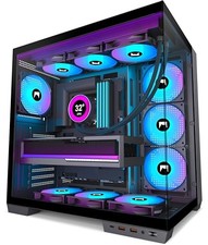 ATX PC Case - Pre-Installed with 7 PWM ARGB Fans - Dual Cavity Mid H1 black