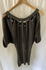 Jessica Simpson Sparkling Gray Knit Sweater Dress Fitted Dolman Sleeves medium