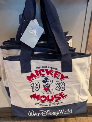 Disney Parks 2026 Mickey Mouse Canvas Tote Bag Walt Disney World Zip Close WDW