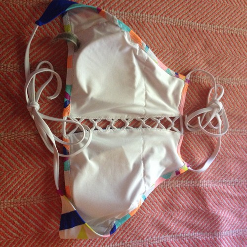 M Victoria's Secret PINK Graphic Multi Color Halter Bikini TOP Artistic Shapes - Picture 5 of 7