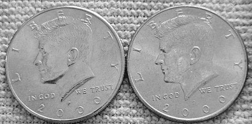 2 - 2000 Kennedy half dollar coins 1 P + 1 D
