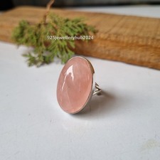 Wonderful Rose quartz Gemstone Ring 925 Sterling Silver Wedding Gift Ring PG6799