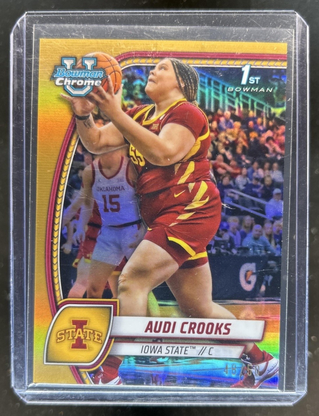 2024-25 Bowman University Chrome Audi Crooks 1st Gold Refractor #/50 Cyclones