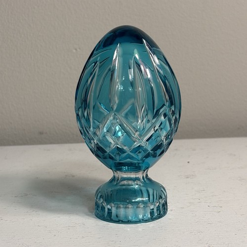 Waterford Crystal Lismore Turquoise Blue Standing Egg Paperweight - Picture 2 of 8