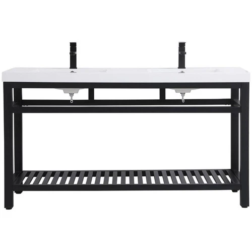 Elegant Decor Raya 60" Double Resin Top Metal Bathroom Vanity in Black - Picture 4 of 14